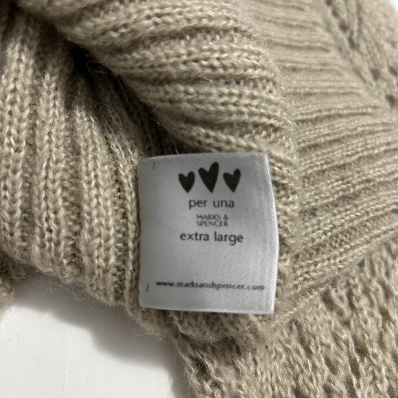 M&S per una knit sweater womens sz XL beige Wool Mohair blend V-neck cottagecore - Picture 8 of 15